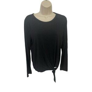 OLIVIA RAE Women's Size XL Black Long Sleeve Tie Front Tee